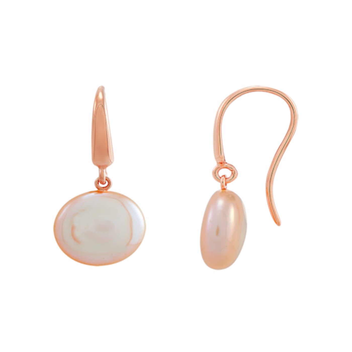 rose gold coin pearl earrings