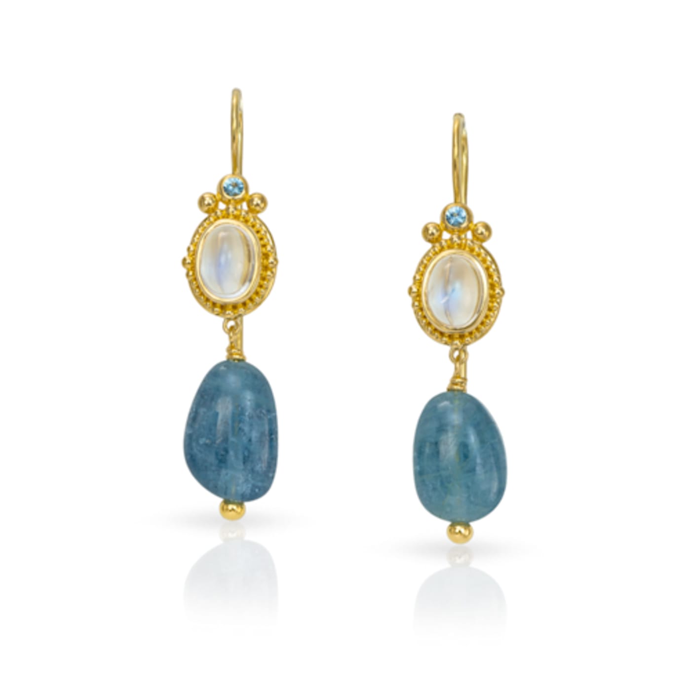 moonstone and aquamarine dangle earrings