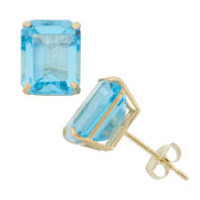 Octagon Swiss Blue Topaz 10K Yellow Gold Earrings 5.60ctw