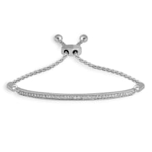 Natural White Diamond Sterling Silver Bolo Bracelet 0.33 CTW