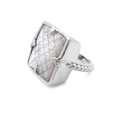 Stephen Dweck Carved White Mother of Pearl Ring in Sterling Silver