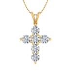FINEROCK 14K Yellow Gold Diamond Cross Pendant 2.0ctw (Silver Cable
Chain) - IGI Certified