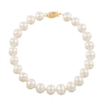 10K Yellow Gold White Freshwater Pearl Bracelet
