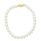 14KT Yellow Gold White Fresh Water Pearl Single Strand Bracelet