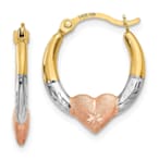 Amanda Rose Collection14K Gold Tri Colored Heart Click Top Hoop Earrings
for Women in Real 14K Gold