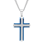 Two-Tone Diamond Steel Cross Pendant