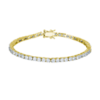 Sterling silver Gold Plated Created White Sapphire tennis bracelet 7.25"