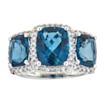 Gin & Grace 14K White Gold Real Diamond Ring (I1) with 3 Stones
Genuine London Blue Topaz