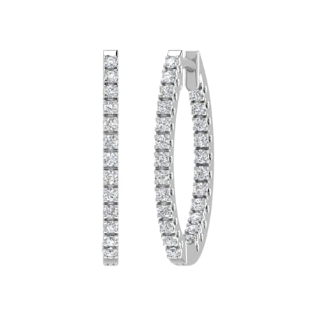 FINEROCK 1 Carat Diamond Inside-out Hoop Earrings in 14k White Gold