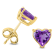 14K Yellow Gold 6MM Heart Amethyst Earrings