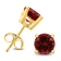 14K Yellow Gold 7MM Round Garnet Earrings