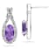 Amethyst & Diamonds Oval Shape Earrings in 10k White Gold