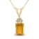 14K Yellow Gold 7x5MM Emerald Shaped Citrine and Three Stone Diamond Pendant