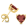 14K Yellow Gold 6MM Heart Garnet Earrings