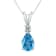 14K White Gold 6x4MM Pear Blue Topaz and Diamond Pendant
