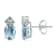 14K White Gold 6x4MM Oval Aquamarine and Three Stone Diamond Earrings