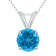 14K White Gold 5MM Round Blue Topaz Pendant