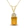 14K Yellow Gold 6x4MM Emerald Shaped Citrine and Three Stone Diamond Pendant