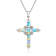 Sterling Silver, Ethiopian Opal and White Zircon Cross Pendant