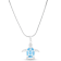 Textured Larimar Turtle Adjustable Rhodium Over Sterling Silver Necklace