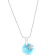 Larimar Plate Palm Tree Rhodium Over Sterling Silver Adjustable Necklace