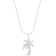 Textured Larimar Palm Tree Rhodium Over Sterling Silver Adjustable Necklace