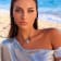 Larimar Oval Cross Rhodium Over Sterling Silver Adjustable Necklace