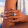 Larimar Rhodium Over Sterling Silver Open Heart Shank Ring