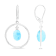 Larimar Ball Open Circle Rhodium Over Sterling Silver Leverback Earring