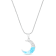 Larimar Crescent Moon Rhodium Over Sterling Silver Adjustable Necklace