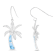 Larimar Palm Tree Rhodium Over Sterling Silver Fishhook Earring