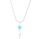 Larimar Heart and Key Rhodium Over Sterling Silver Adjustable Necklace