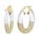 14K Yellow Gold Over Sterling Silver Gold Glitter Flat Oval Hoops in Clear
