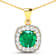 2.0ctw 14K Yellow Gold Zambian Emerald and White Diamond Pendant with 18
inch Cable Chain