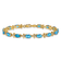 14k Yellow Gold Floral Diamond and Blue Topaz Bracelet