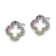 Rhodium Over Sterling Silver Rainbow Crystal Clover Post Earrings