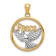 14K Yellow Gold with Rhodium Polished Peace Dove Pendant