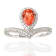 Peach Orange Lab Created Pear Shaped Padparadscha Sapphire &
Moissanite Rhodium Over Silver Ring