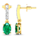 1.12ctw 14K Yellow Gold  Zambian Green Emerald and White Diamond Halo Earrings