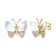 Mother-Of-Pearl And CZ Butterfly Stud Earrings In 14K Gold Over Brass