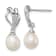 Rhodium Over Sterling Silver 7-8mm White Freshwater Cultured Pearl Post
Dangle Earrings