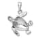 Rhodium Over Sterling Silver Blue Inlay Lab Created Opal Turtle Pendant