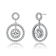 CZ Triple Halo Drop Earrings In Sterling Silver