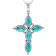 Turquoise Cross Enhancer With Chain In Sterling Silver