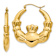 14k Yellow Gold Polished 1 3/8" Claddagh Hoop Earrings