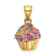14k Yellow Gold 3D Colored Bead with Icing Cupcake Pendant
