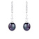 7-8mm Black Cultured Freshwater Pearl and Cubic Zirconia Rhodium Over
Sterling Silver Earrings