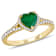 Emerald and Diamond 14K Yellow Gold Heart Halo Ring 0.92ctw