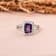 Amethyst with Moissanite Accents Rhodium Over Sterling Silver Split
Shank Ring