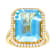 Blue Topaz And White Zircon Ring In 18K Gold Over Sterling Silver 11.93ctw